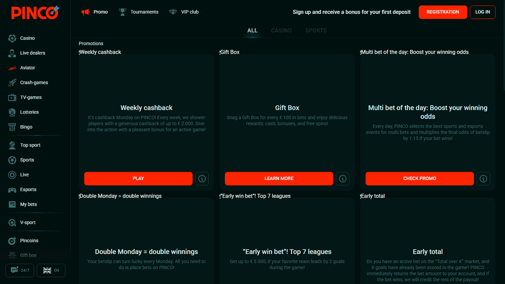 Онлайн-казино Pinco в России: используйте официальный сайт Pinco